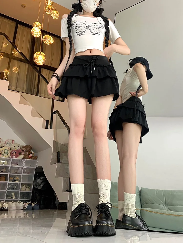 Милая Мини-юбка 2024 бандажные эластичные короткие юбки с высокой талией размеры S M