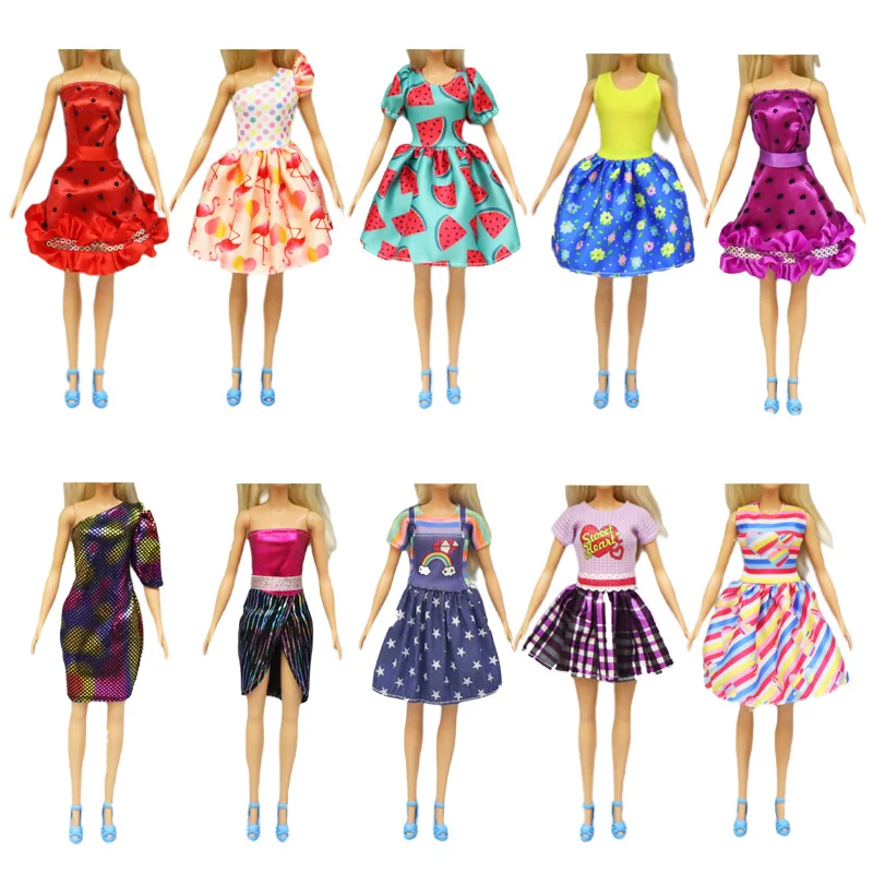 

Doll Dress 5 Items/ Lot Fashion Clothes Wear Outfit Free Shipping Kids Toys Miniature Accessories For Barbie DIY Girl Present
