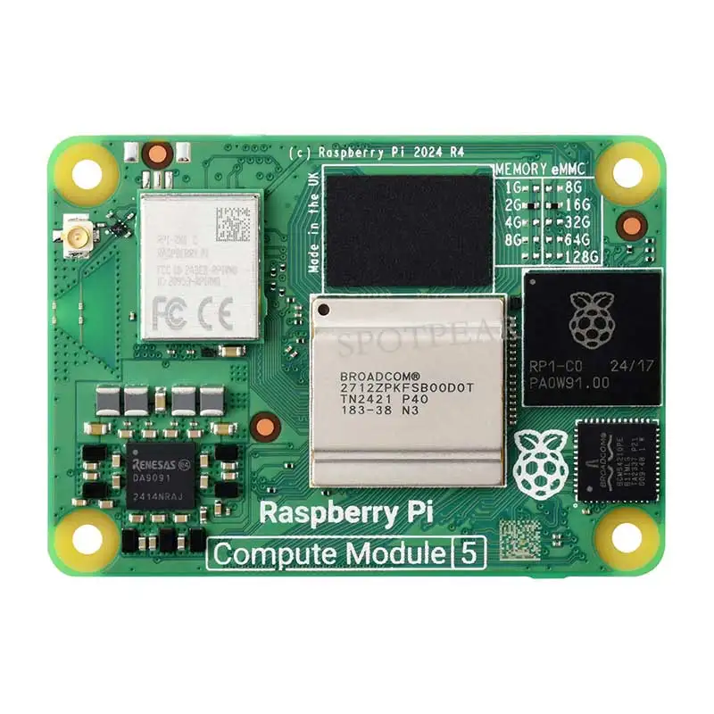 Вычислительный модуль Raspberry Pi CM5 5 Cortex A76 BCM2712 с/без Wi-Fi ОЗУ 2/4/8/16 ГБ eMC Lite/8/16/32/64