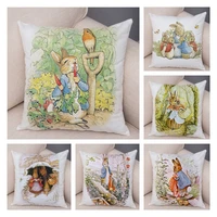 cute cartoon rabbit polyester cushion cover sofa home children room decor fairy tale animal pillowcase 45x45cm