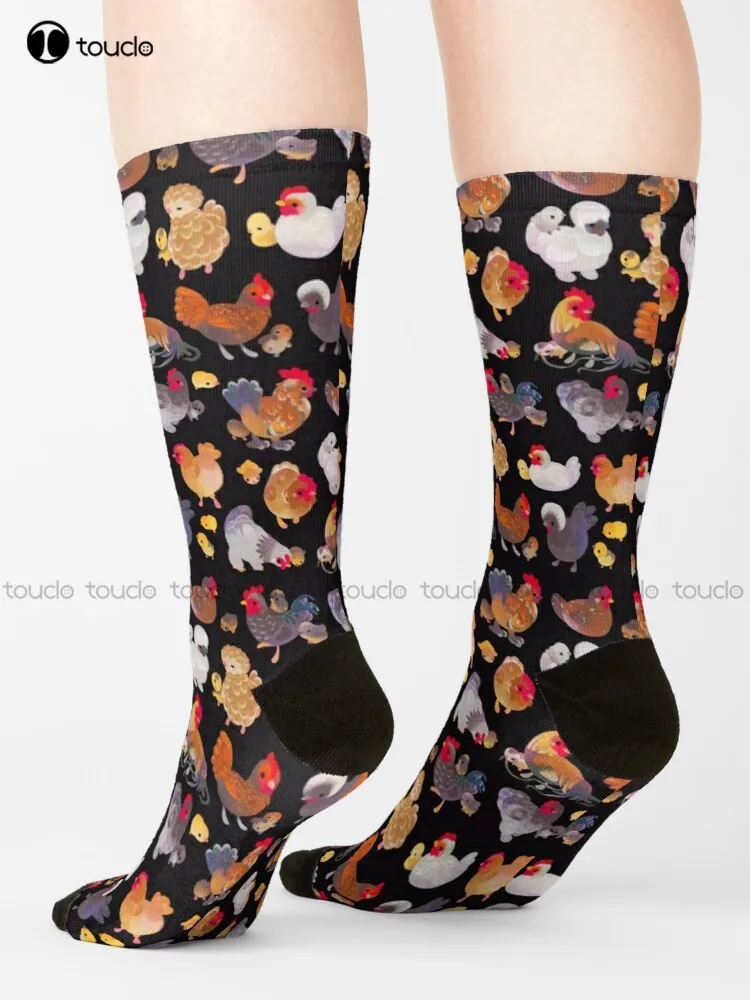 

Носки цыплята и цыпленка, красные, белые и синие носки, уличные носки для скейтборда, цифровая печать на 360 °, цветные носки в стиле ретро, 1 пара подарков