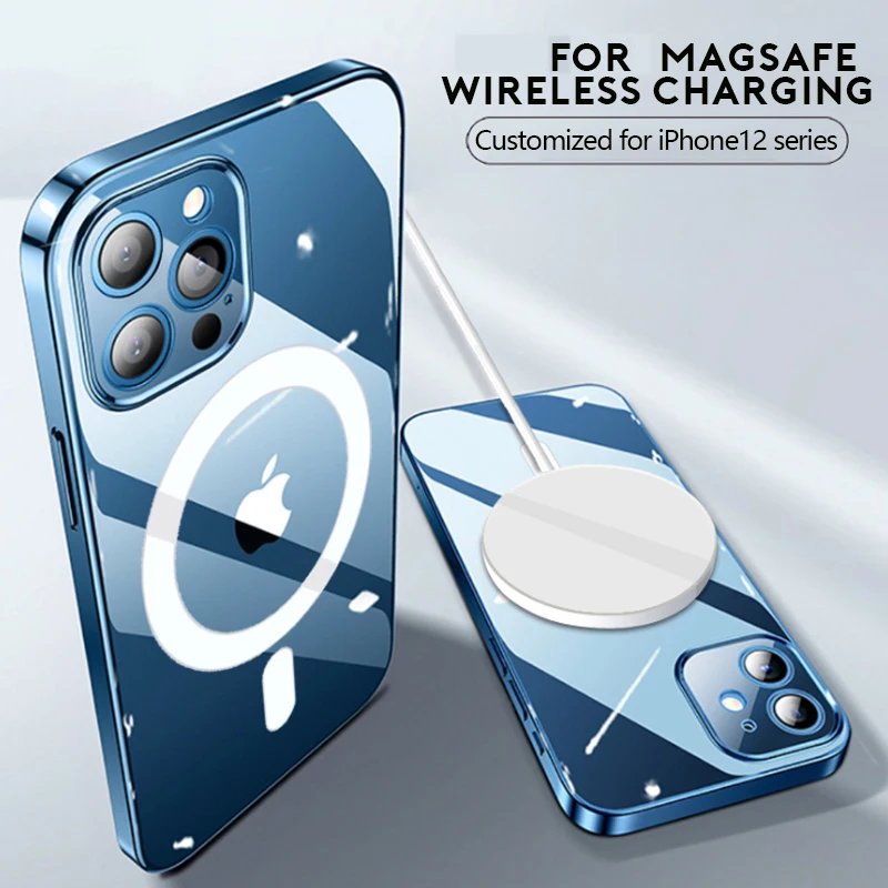 Magnetic Magsafing Wireless Charging Phone Case for iPhone 12 Pro Max 14 Pro 13 Mini 11 10 X Xs Xr 7 8 Plus Transparent Cover