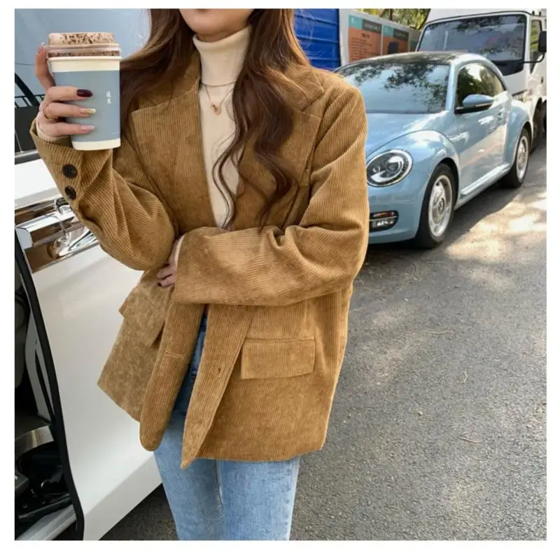 

Women's Suit Jacket 2023 Spring and Autumn New Korean Style Loose Fashion Thickened All-match Solid Color High-end Suit Coat Top