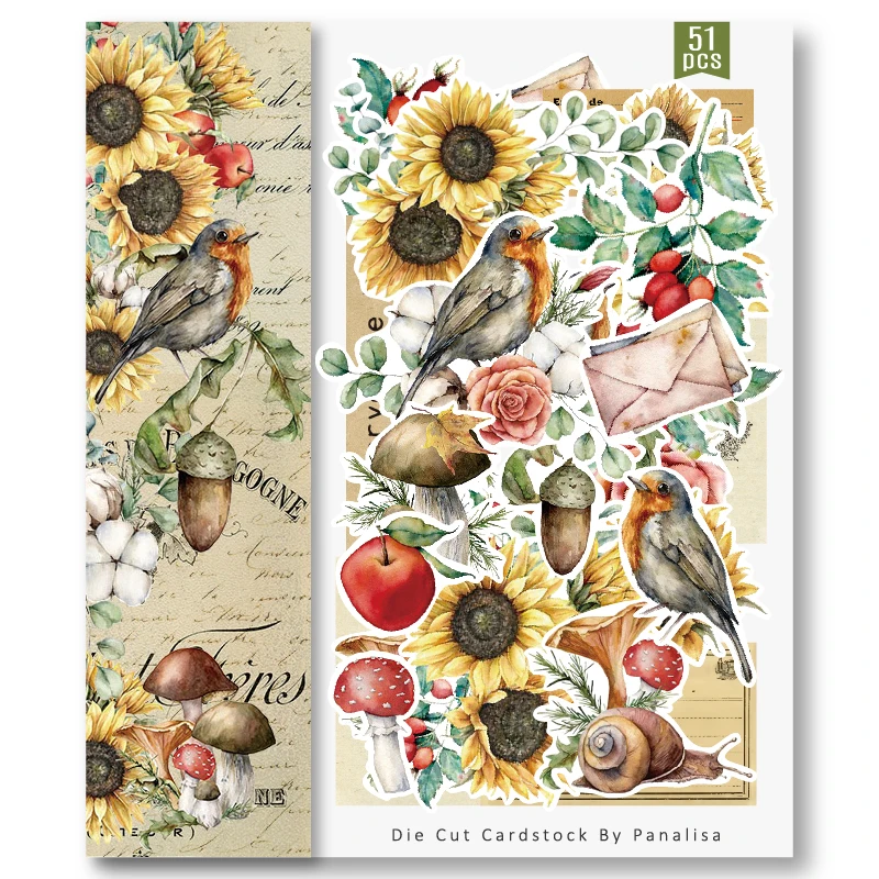 

Panalisacraft 51pcs Sun Flower Vintage Cardstock Die Cuts Collection Kit for Scrapbooking Planner/Card Making/Journaling Project