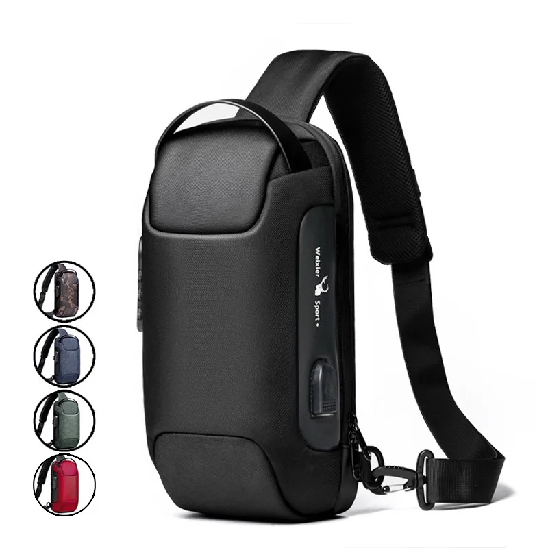Shoulder Bag for Men Waterproof USB Male Crossbody Bag Anti-Theft Short Travel Messenger Chest Sling Fashion Designer Chest Bag