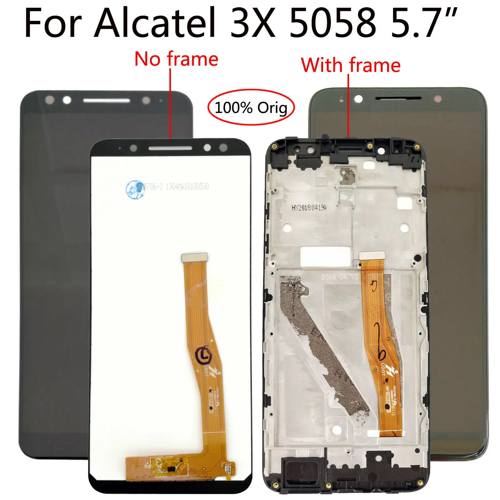 Оригинальный сенсорный ЖК-дисплей 5,7 дюйма для Alcatel 3X 5058A 5058T 5058J 5058I 5058Y