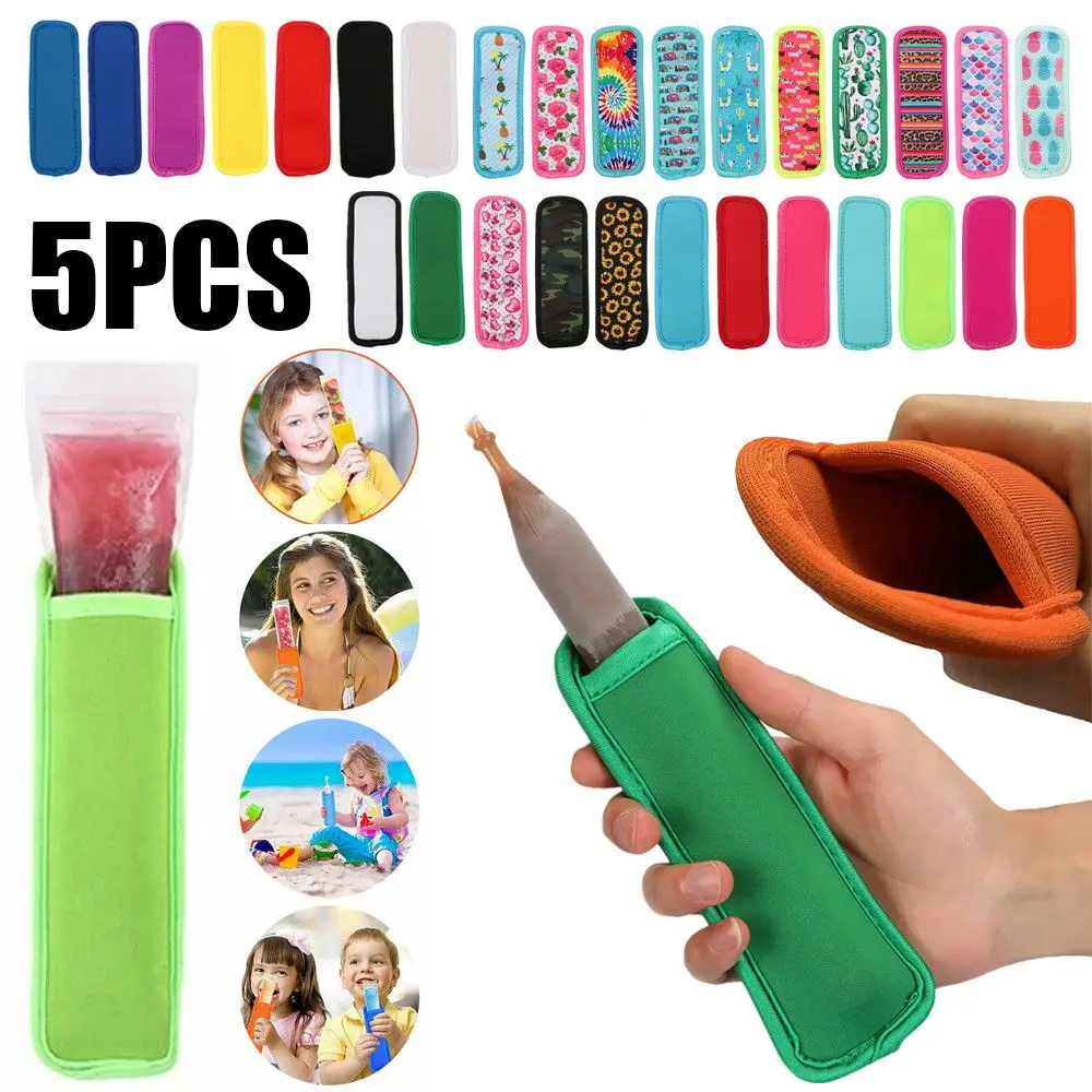 

5PCS Antimelting Keep Cooled Cold insulation Home Icy Pole Holder Ice Cream Stick Covers Popsicle Cover Cooler Sleeve