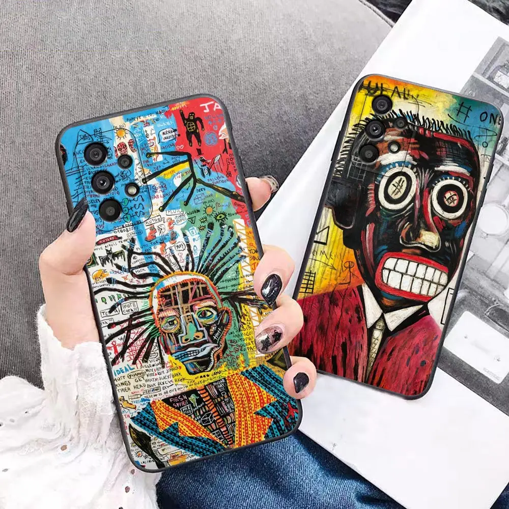 

Jean Michel B-Basquiat Art Graffiti Case For Samsung A72 A52 A32 A02s A12 A42 A71 A51 A31 A21 A11 A01 A02 A03 5G 4G Black Cover