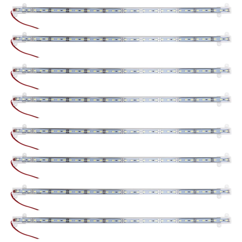 

8X 50CM 12V 36 LED 5630 SMD Hard Strip Light Aluminum Shell With End Cap White