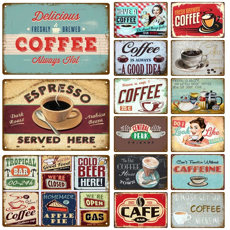 Жестяной ретро-плакат в виде кофейного дерева, металлическая табличка, металлические аксессуары для украшения кухни в винтажном стиле