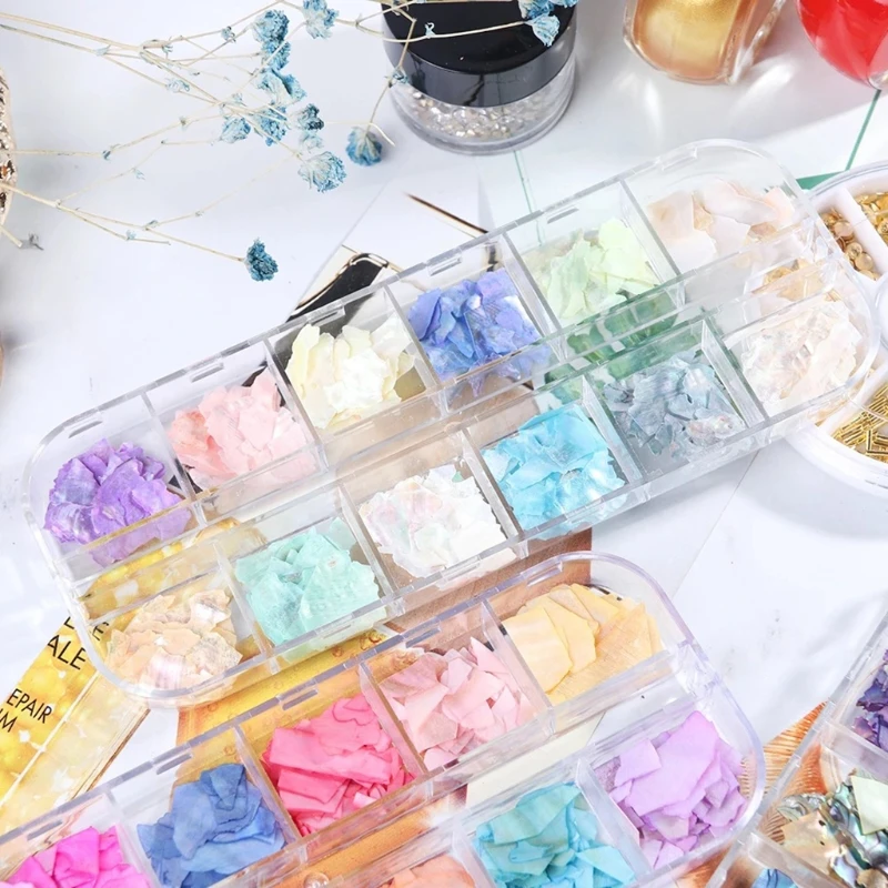 RXJC Нерегулярные ломтики морской раковины из морского ушка 3D дизайн ногтей для