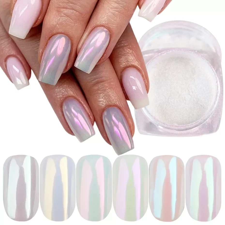 

1 Box Pearl Nail Powder Pigment Fine Mirror Mermaid Holographic Rub Dipping Nail Art Glitter Chrome Dust Decor Manicure NTB01-07
