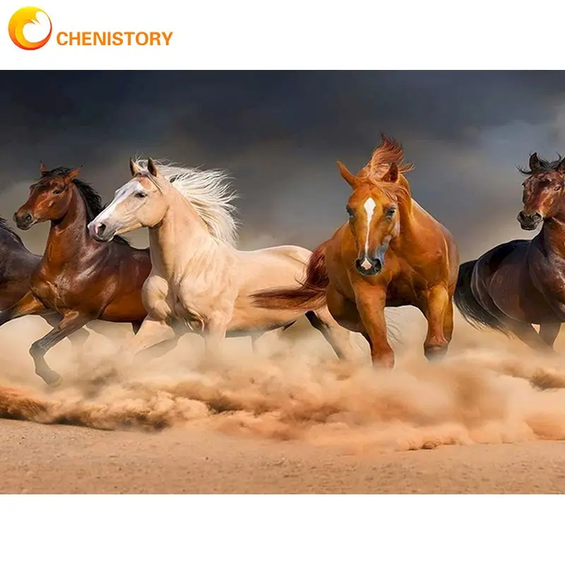 

CHENISTORY Full Diamond Embroidery Horses Diamond Mosaic 5d Painting Kits Animals Picture Of Rhinestones Craft Home Decoration