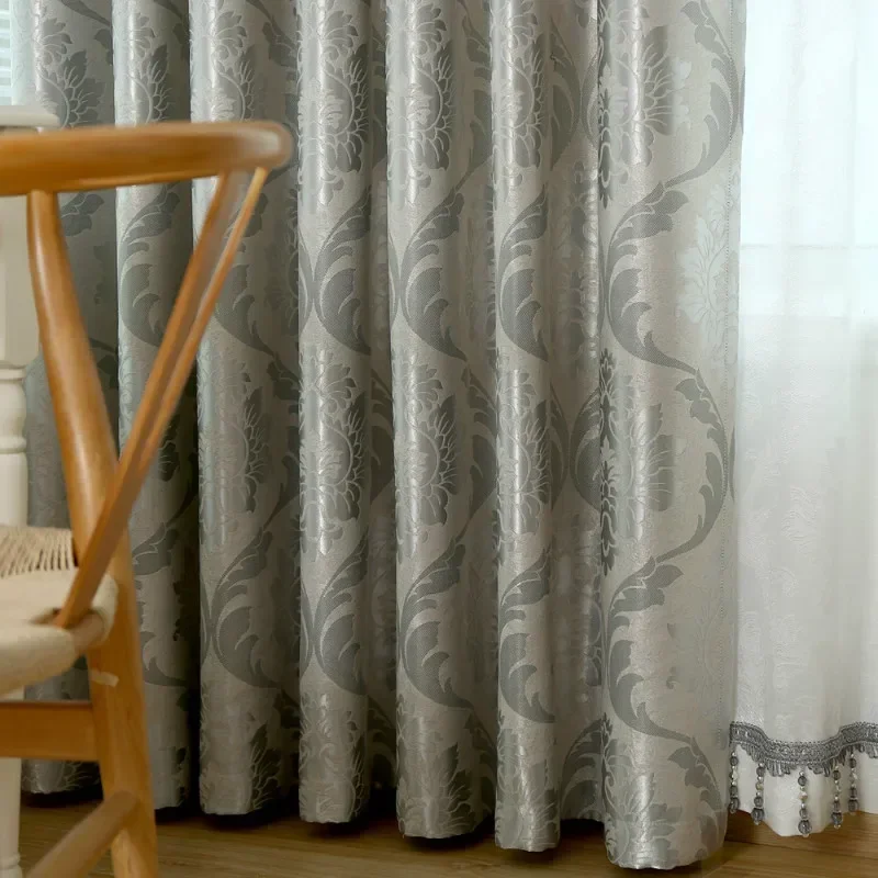 DZQ Silive Grey Jacqard Pattern Шторы для спальни Гостиная Столовая Eueropen Большая оконная