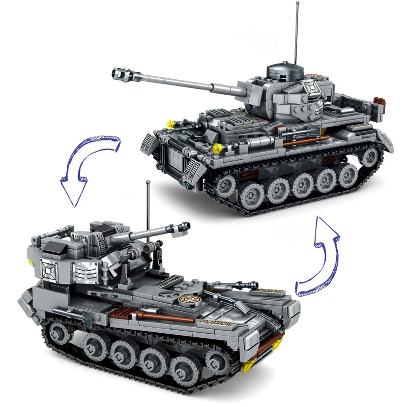 

WW2 War Building Sets Building Blocks Mini Tank Model 2 Changes Military Toy Educational Gifts Boys Toys for Kids Children