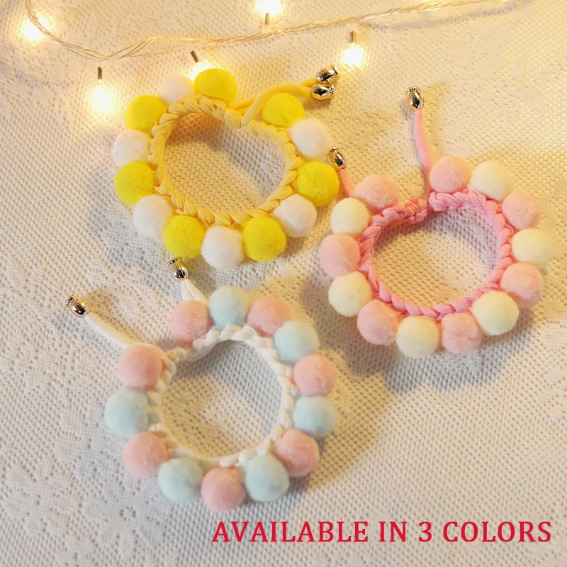 Ожерелье для кошек ошейник телефона регулируемый котенок меховой шар шарф