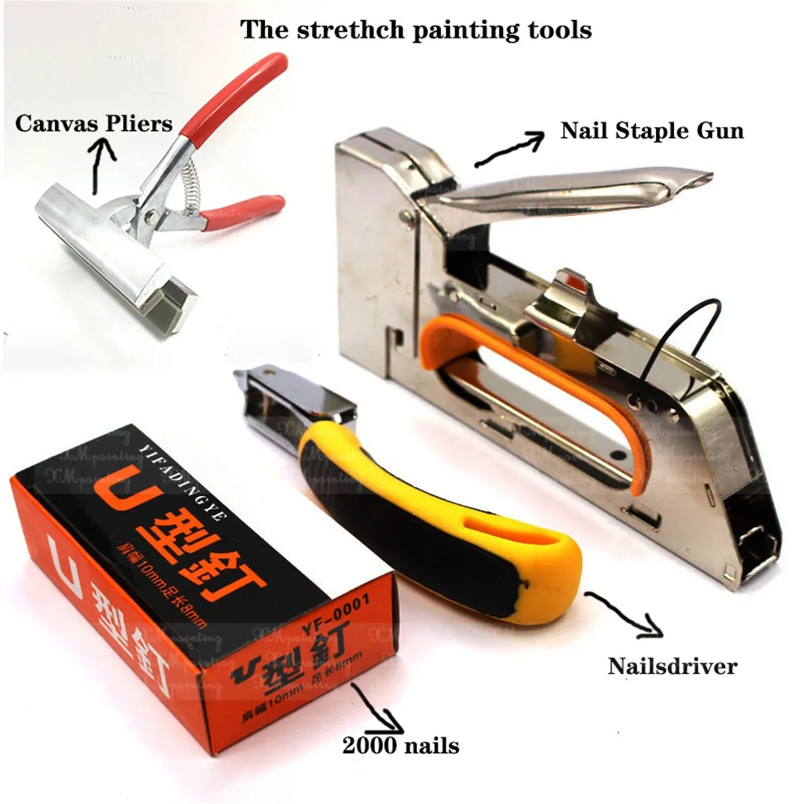 

Canvas Oil Painting Stretching Tools Nail Staple Gun for Stretcher Bars Artist Framing Tool Nails Driver and Canvas Pliers