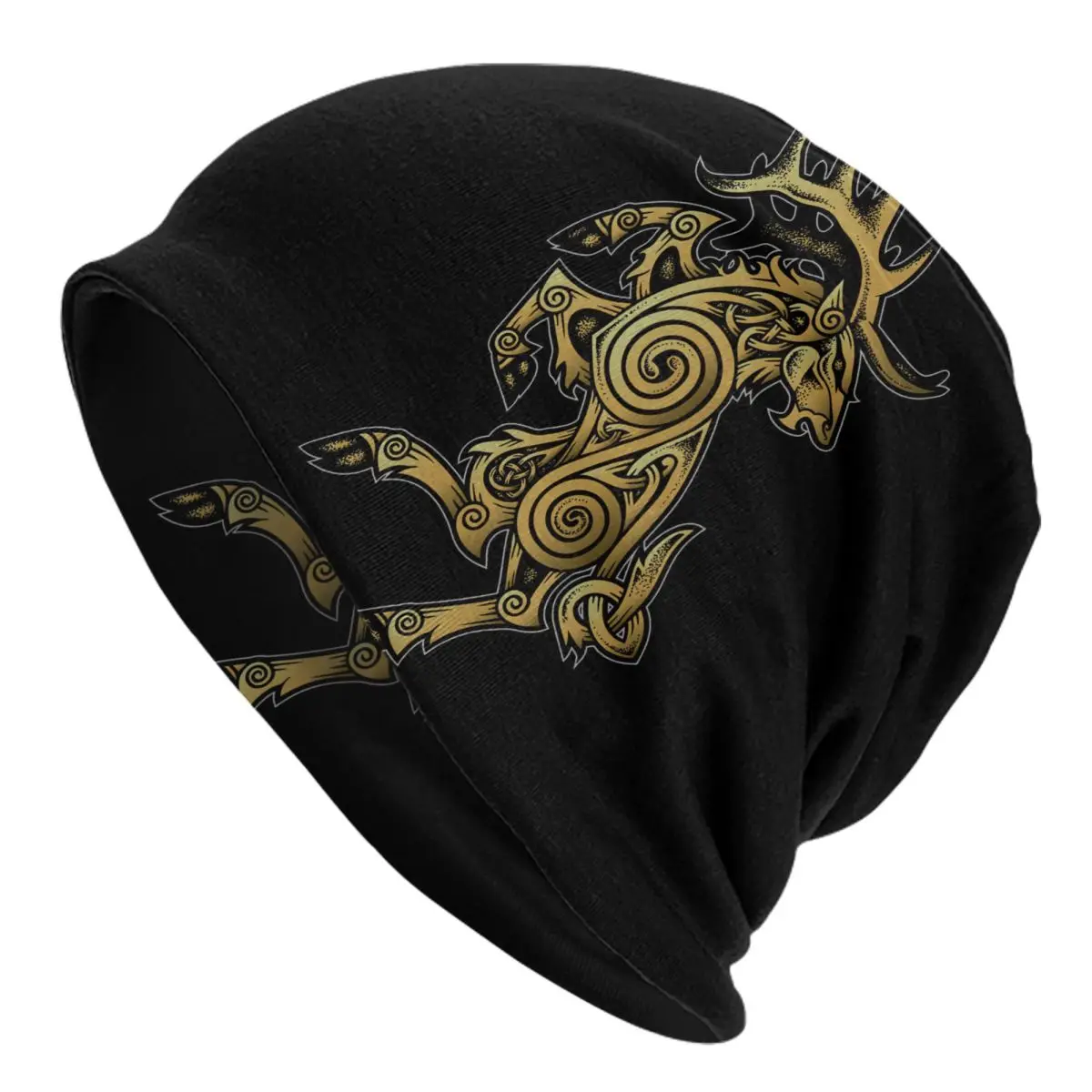 

Celtic Elk Rampant Adult Knit Hat Men's Women's Keep warm winter knitted hat