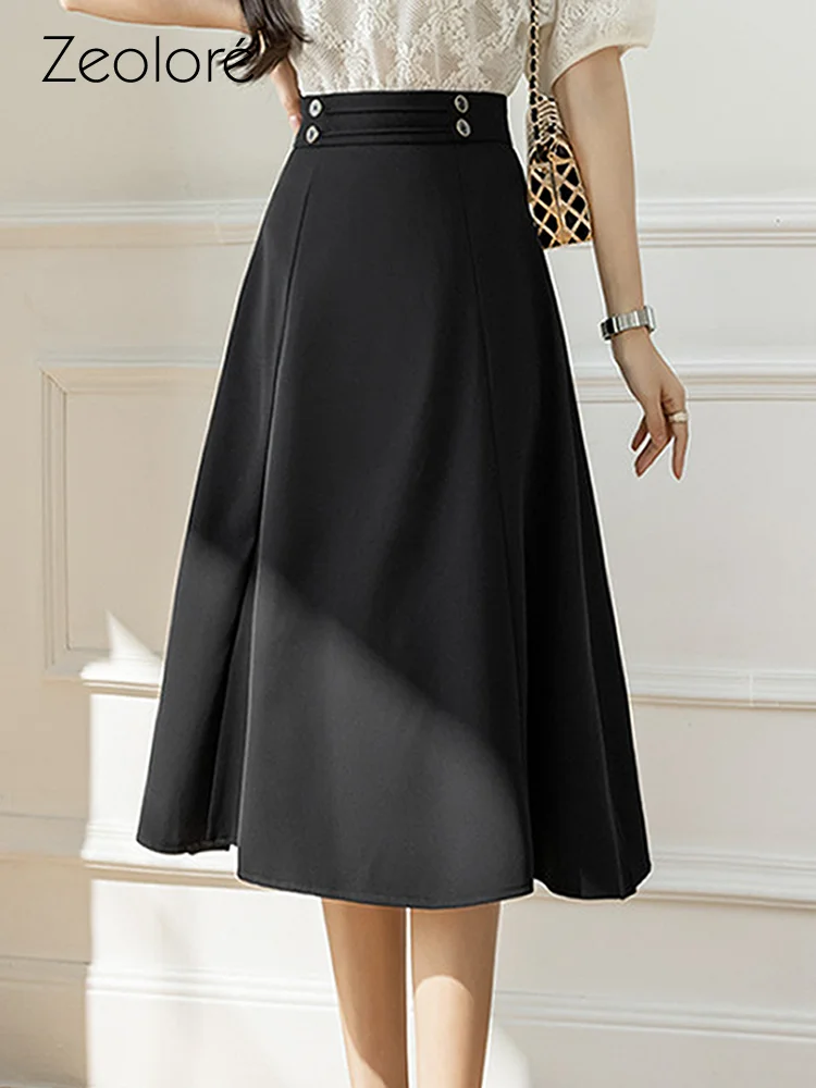 

Zeolore Suit Skirt Women's 2022 Spring Summer All-match Mid-length High Waist A-line Midi Long Skirt QT1623