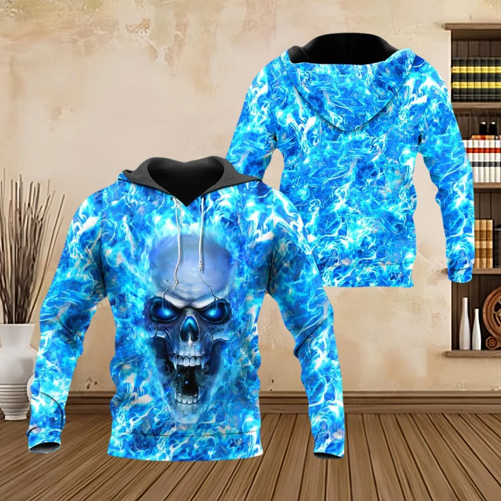 Модные мужские толстовки Four Seasons винтажный пуловер с 3D принтом черепа удобные