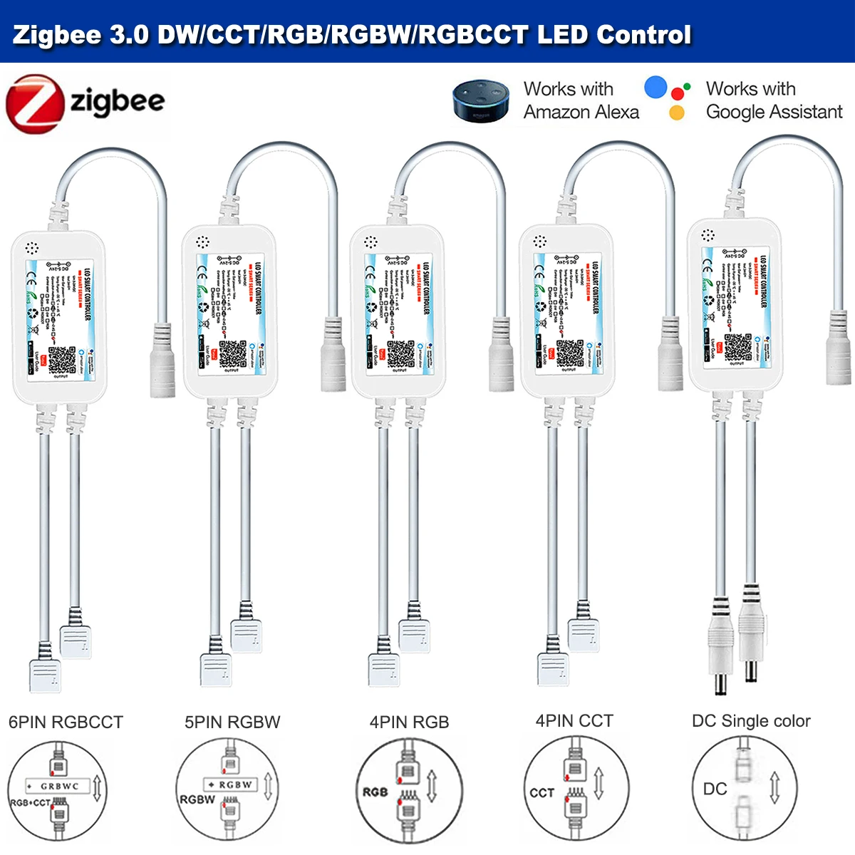 Умный светодиодный контроллер Zigbee 3 0 Tuya Светодиодная лента 5050 3528 CCT/RGB/RGBWW/RGBCCT