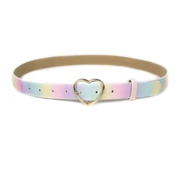 jeans sweet thin rainbow color belts women leather casual dress belt elastic waist new fashion design style candy love color