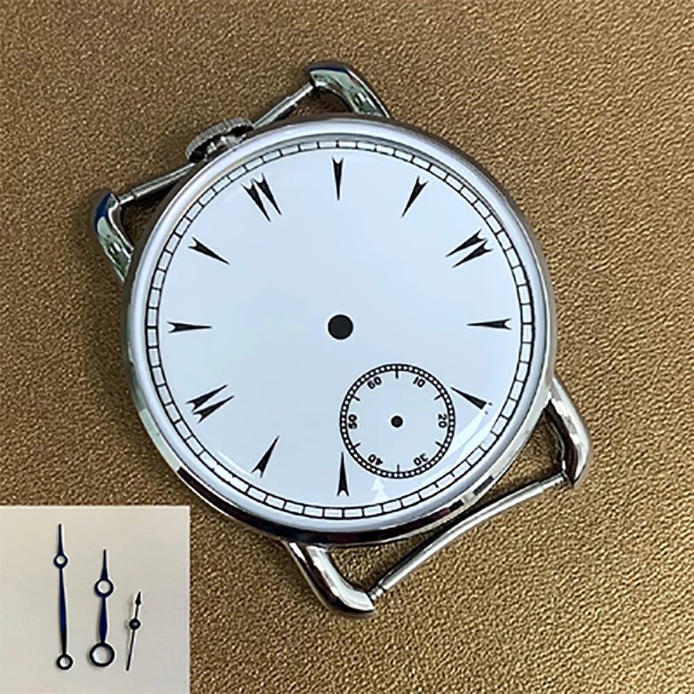 

41.7MM Watches Case Dial Blue Hands Parts Mineral Glass 316L Steel Fit for ETA6497/6498 ST3600/3620 Movement For Men Mechanical