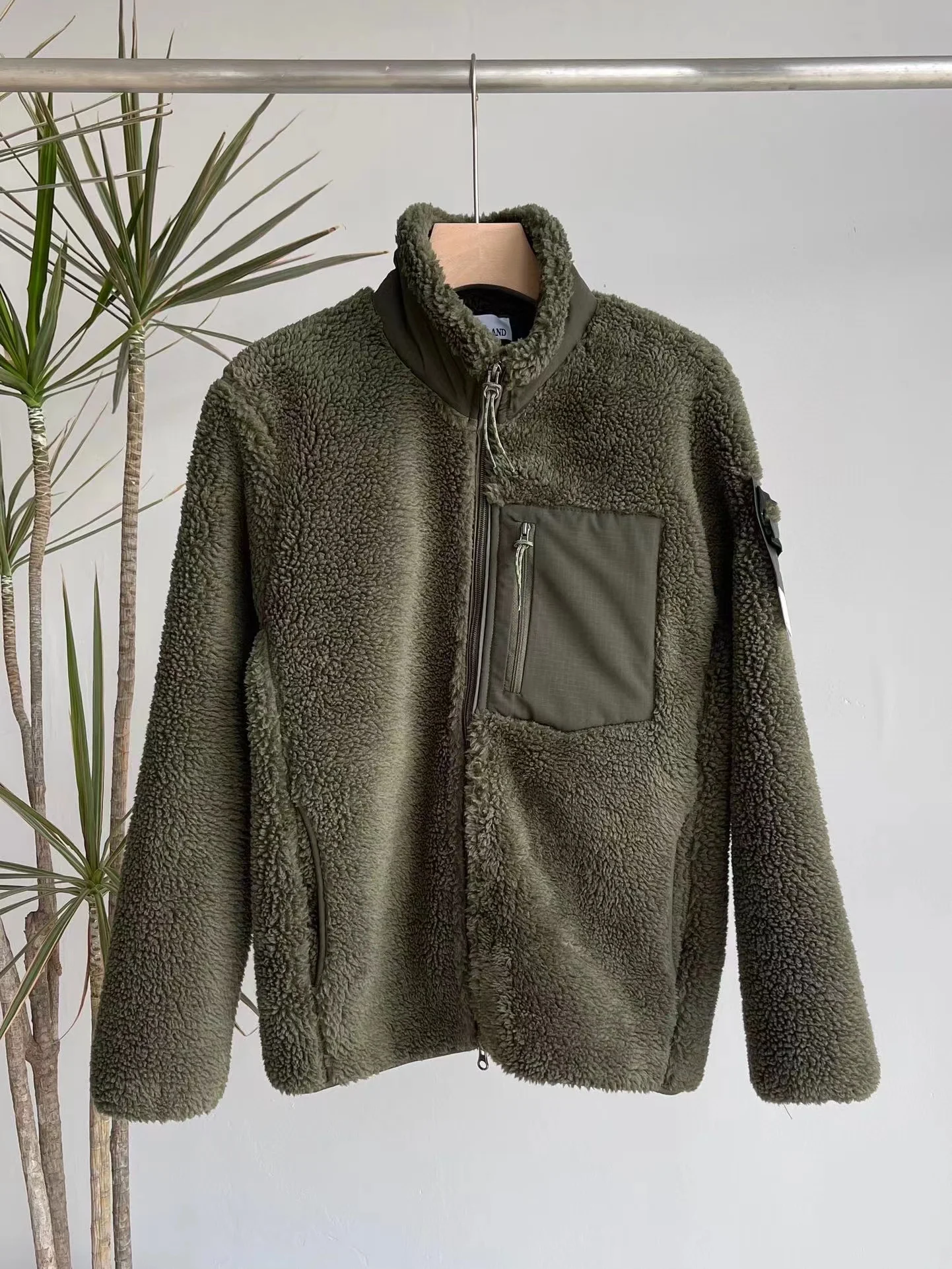 

Lamb Wool Men's Coat Autumn Winter Solid Stand Collar Zipper Warm Wind-proof Large Size Casual Fashion Male Quality Parka