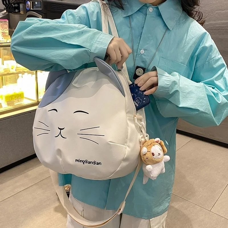 

Cute Cat Tote Bag Large Capacity Round Cartoon Handbags Shoulder Bag Bags for Women Youth Fashion Sling Messenger Bag Purses Sac