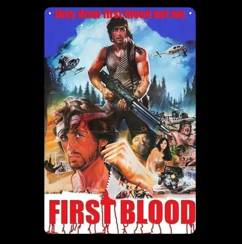 1p металлический постер из фильма Rambo First Blood Sylvester жестяная вывеска 20x30 см табличка