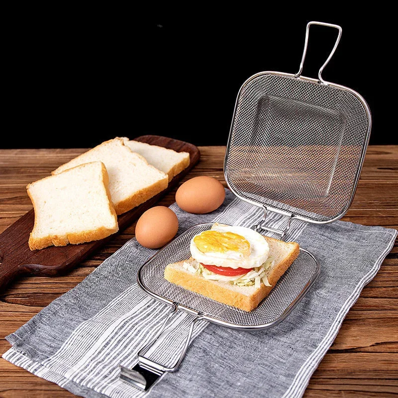 

Stainless Steel Sandwich Maker Panini Pressed Bread Baking Net Holder Portable Camping Equipment Barbecue Tools