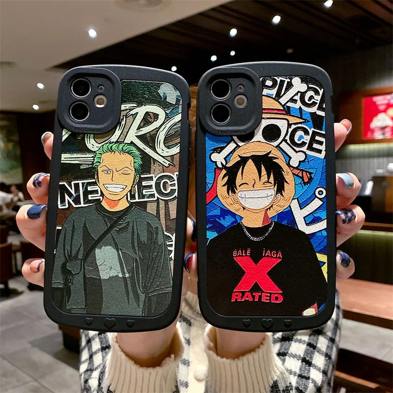 

Bandai One Piece Phone Cases For iPhone 13 12 11 Pro Max Mini XR XS MAX 8 X 7 SE 2022 Paste Leather Animation Shell