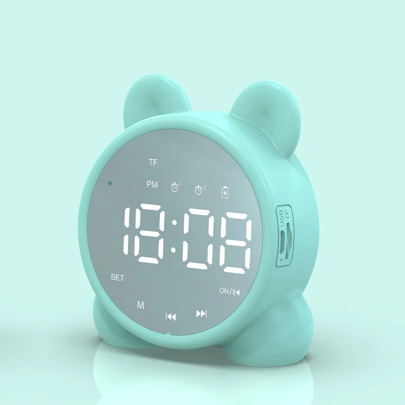 

Wireless Bluetooth Speaker Mirror Sound Box Desktop Alarm Clock Subwoofer Music Player TF Card Mini Speaker Box For All Phone