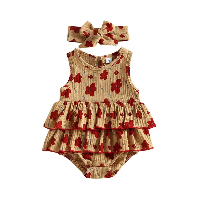 

Infant Baby Girl Ruffle Floral Outfit Summer Sleeveless Daisy Flower Romper Bodysuit Clothing 0-18M (12-18 Months)