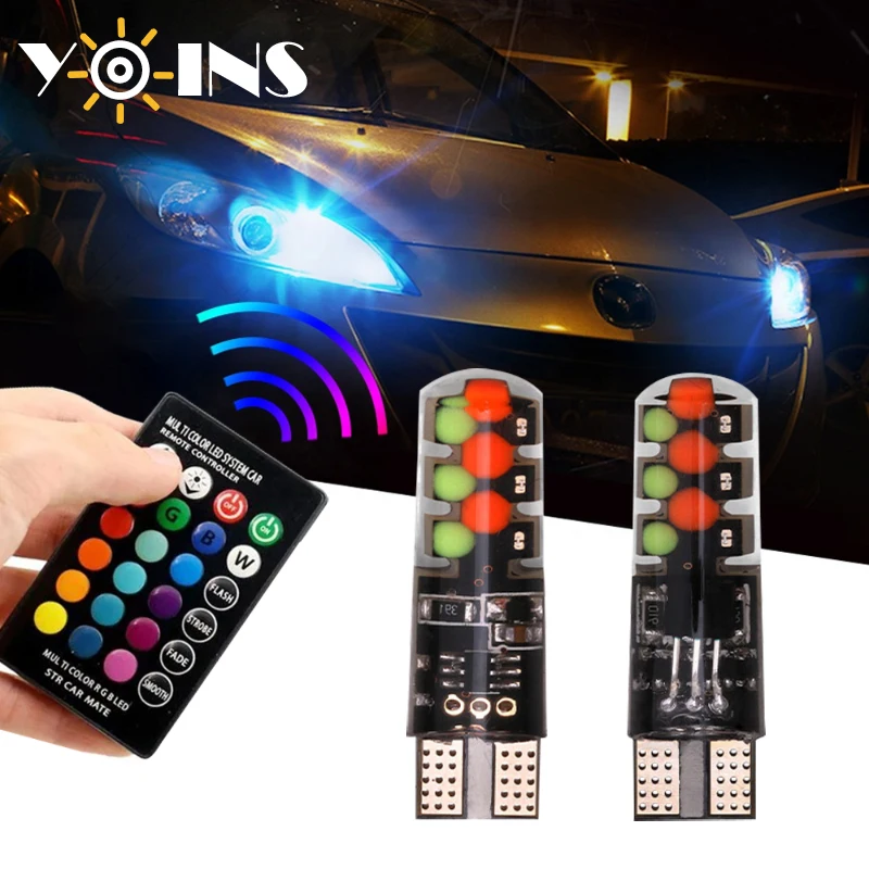 

Car Clearance Lights T10 DC 12V 5050 6SMD RGB LED Light Auto Instrument Flash/Strobe Signal Lamp with Remote Control Waterproof