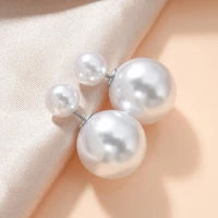 womens earrings delicate two sided big pearl ear stud earrings for women bijoux korean boucle girl party jewelry wholesale