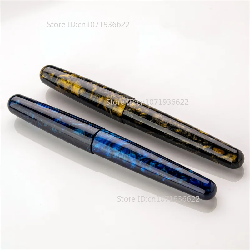 Фото Перьевая ручка Tangmoon C6 Blue Silver, ручка для каллиграфии из смолы премиум-класса, наконечник BOCK EF F для практики письма и подарков, офисные принадлежности №2