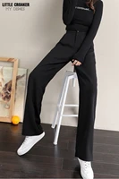 spring summer black ladies office trousers women high waist pants pockets female pleated wide leg pants solid 2022 alt clothes