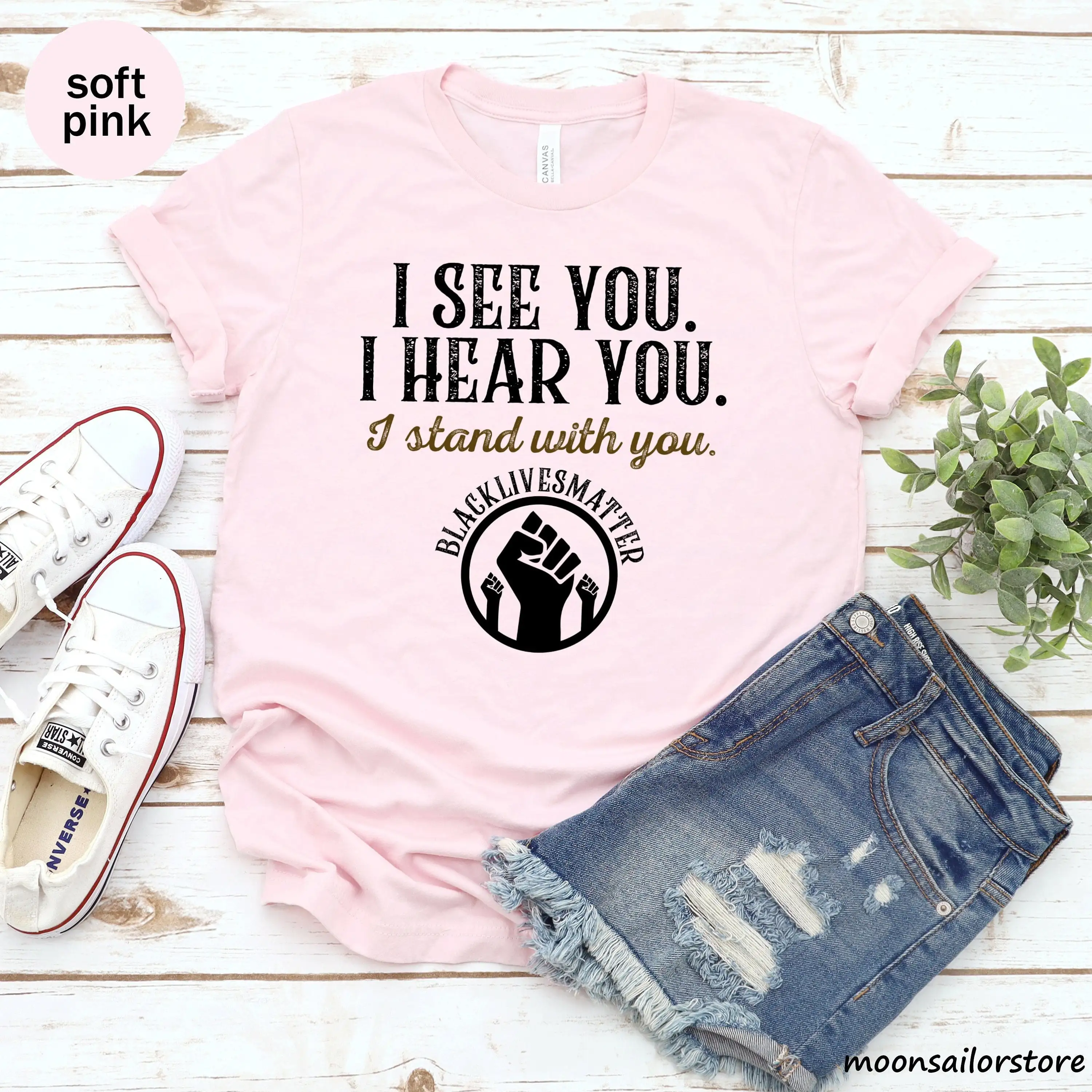 I See You Hear Stand With Футболка Black Live Matter Blm Racial Equality