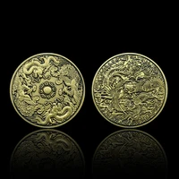 dragon and phoenix chinese traditional culture mascot coins lucky pray metal commemorative souvenirs home decoration