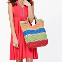 fashion colorful crochet straw bag woman designer hand woven handbag ladies summer leisure beach vacation womens tote bag 2022