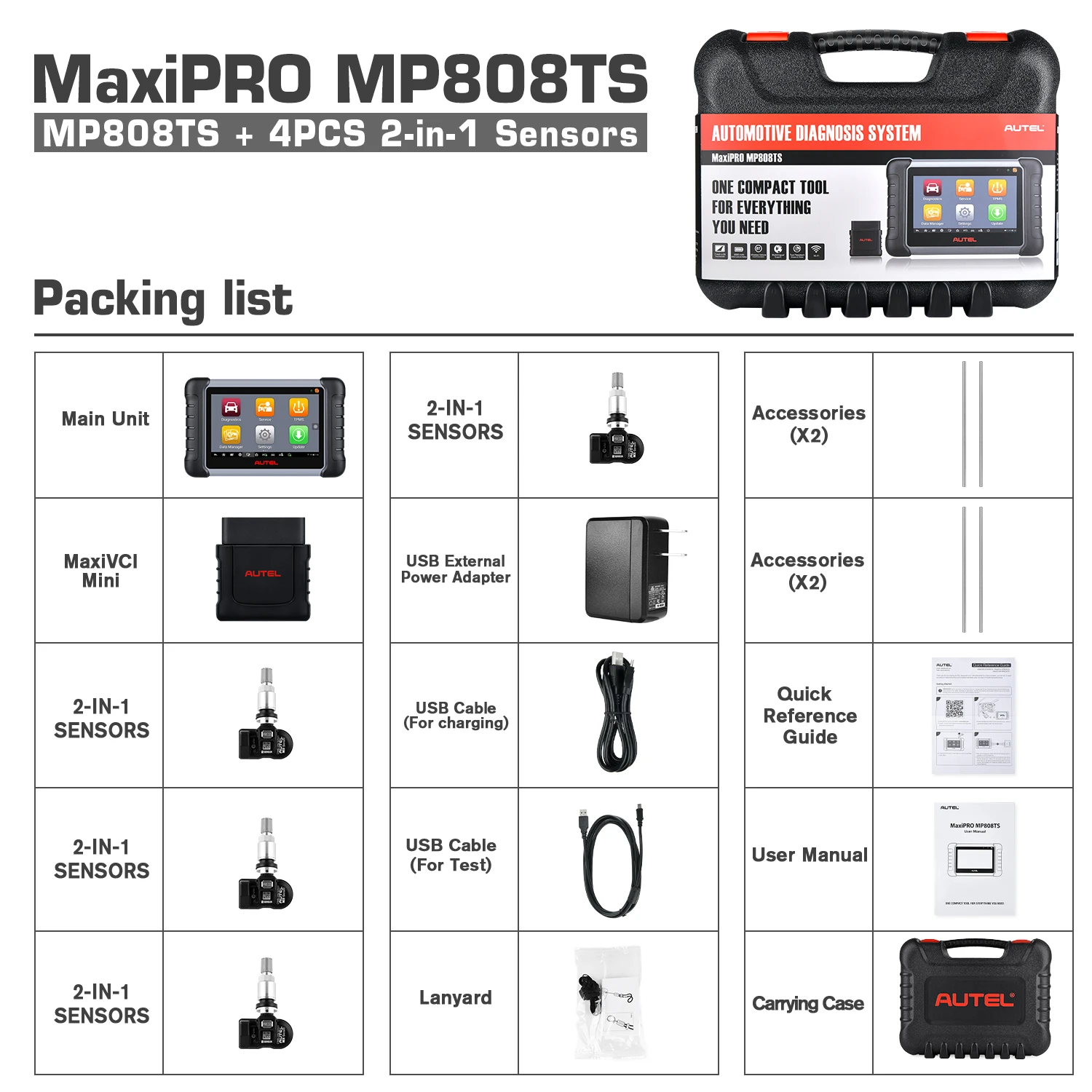Autel MaxiPro MP808TS PRO OBD2 Scanner Car Diagnostic Tool All System Diagnosis With Full TPMS Functions PK MK808TS |