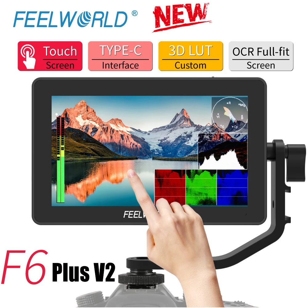 

FEELWORLD F6 PLUS V2 6''on Camera DSLR Field Monitor 3D LUT Touch Screen IPS FHD 1920x1080 Video Focus Assist Support 4K HDMI