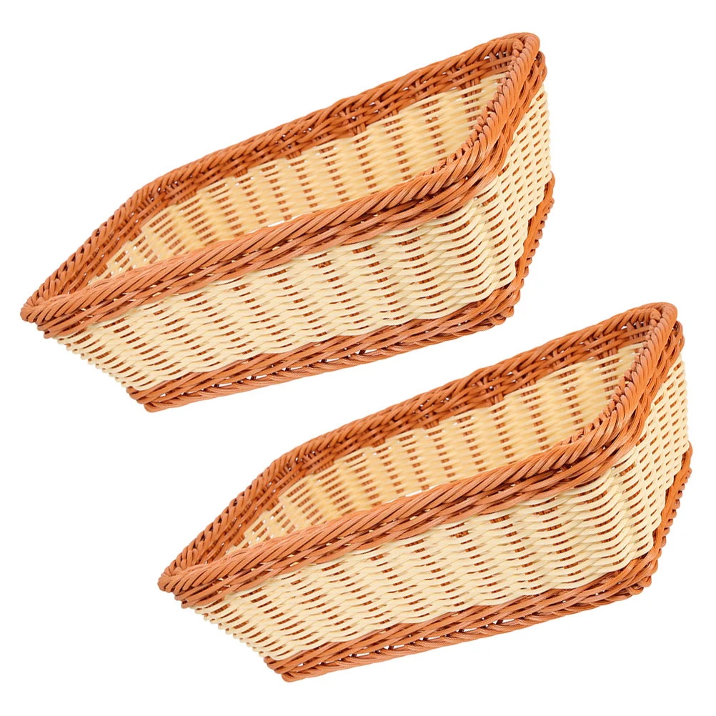 

2Pcs Woven Fruit Basket Bread Serving Baskets Snack Storage Bowls Countertop Sundries Organizer