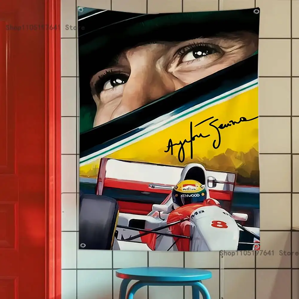 Фото Racing Driver A-Ayrton S-Senna Высококачественный гобелен с флагом, баннер для спальни, гостиной, бара, вечеринки, Настенный декор для наружного использования №5