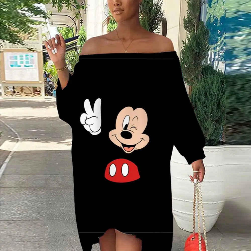 

Вечерние платья Disney, женская одежда, модное платье с вырезом лодочкой Минни Маус И Микки, элегантные летние платья для женщин без бретелек, 2022
