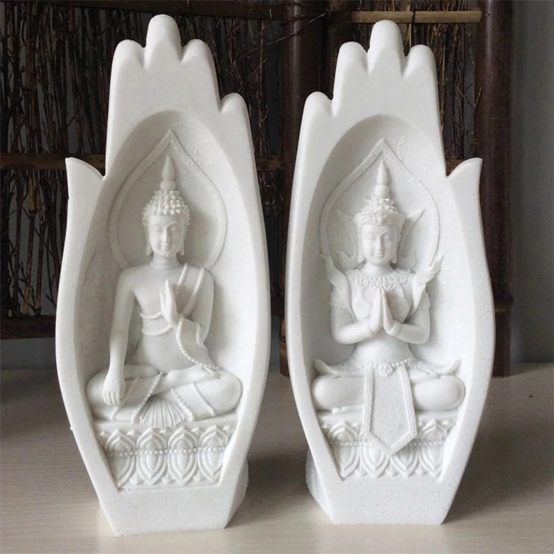 

Hands Sculptures Buddha Statue 2Pcs India Nordic Home Decor Tathagata Monk Figurine Modern Yoga Office Decoration Accessories