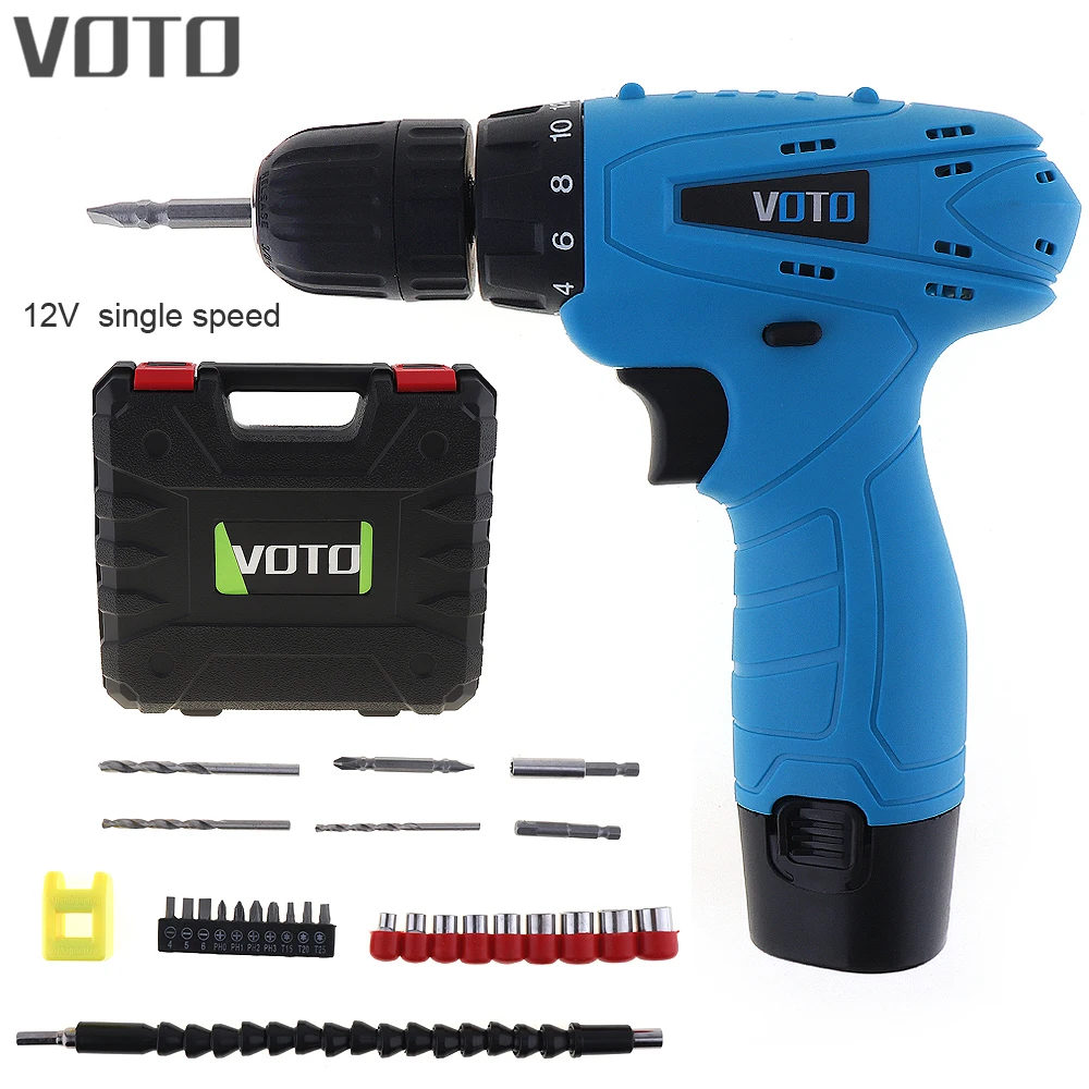 AC100/240V Cordless 12V Electric Screwdrivers with Rotation Adjustment Switch 26pcs Accessories Set for Handling Screws Punching