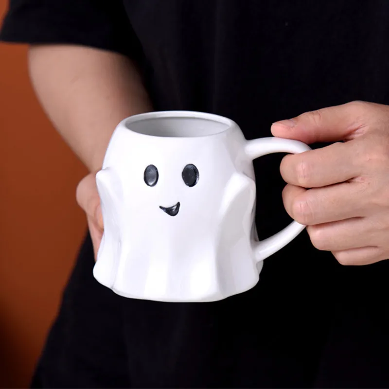 

320ml Cute Ghost Water Cup Creative Ceramic Mug Afternoon Coffee Mug Breakfast Milk Mugs Household Drinking Set Halloween Gift