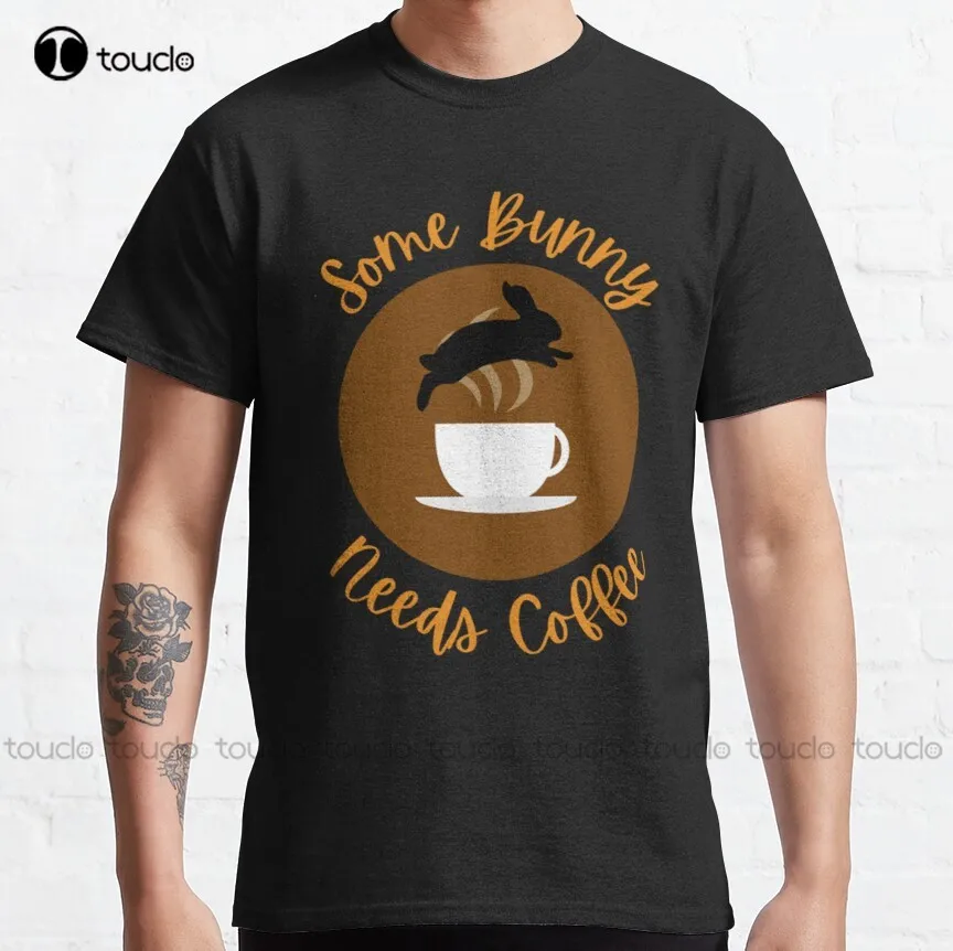 

Some Bunny Needs Coffee Classic T-Shirt T-Shirt Creative Funny Shirt Funny Art Harajuku Streetwear Cartoon All Seasons Retro New